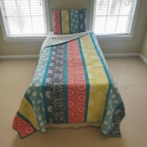 Garnet Hill Kimono Quilt Twin w/ Sham Denyse Schmidt DS Quilts Rare